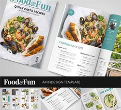 indesign模板－产品手册(食品类/24页)：Food&Fun Magazine InDesign Template